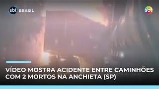 Vídeo mostra acidente com 4 caminhões na rodovia Anchieta; 2 motoristas morreram  | #SBTBrasil