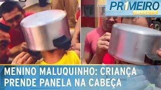 Bombeiros resgatam criança com panela de pressão presa na cabeça | Primeiro Impacto (25/03/25)