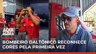 Bombeiro daltônico passa a vê cores reais após ganhar óculos especiais dos colegas | #AquiAgora