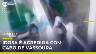 Idosa de 77 anos é agredida com cabo de vassoura durante briga | #PrimeiroImpacto