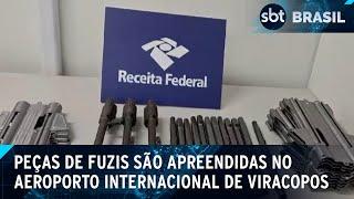 Receita Federal apreende peças de armas em aeroporto no interior de SP | SBT Brasil (19/03/25)