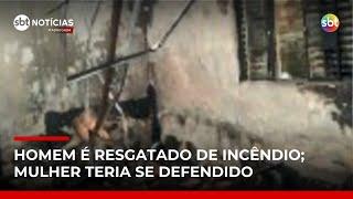 Mulher teria incendiado casa para se defender do ex; homem foi resgatado | #SBTNotícias