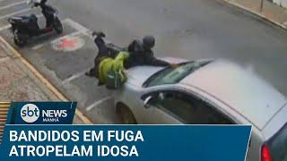 Criminoso foge da polícia na contramão e atropela idosa de 70 anos | #SBTNews Manhã (21/03/25)