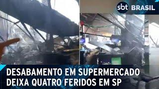 Teto de supermercado desaba em Barueri após chuva forte | SBT Brasil (30/12/24)