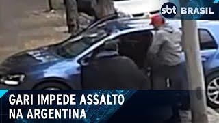 Com vassoura, gari espanta ladrões que tentavam roubar carro na Argentina | SBT Brasil (22/07/24)