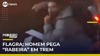 Homem é flagrado “pegando rabeira” em trem na estação da Luz, em SP | #PrimeiroImpacto
