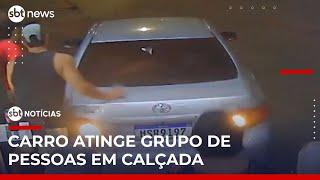 Flagra: Motorista atropela 3 pessoas em frente a distribuidora de bebidas | #SBTNotícias