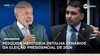 Pesquisa Meio/Ideia mostra empate técnico entre Lula e Flávio Bolsonaro | #NewsPrimeiraEdição