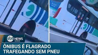 RJ: Ônibus é flagrado circulando sem pneu na Avenida Brasil | #SBTNews Manhã (15/01/25)