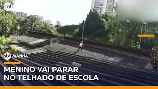 “Gosto de ver os prédios”: Menino sobe em telhado de escola e é resgatado | #SBTManhã (04/06/25)