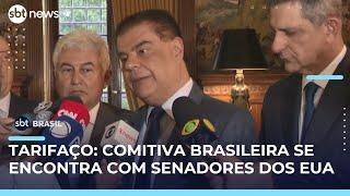 Comitiva do Brasil se encontra com senadores dos EUA para tentar reverter tarifaço | #SBTBrasil