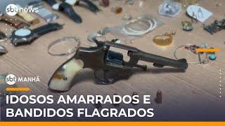 Idosos e segurança são acorrentados durante assalto e polícia surpreende criminosos | #SBTManhã