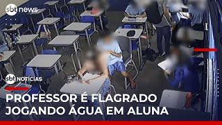 Professor de escola pública do DF é afastado após jogar água no rosto de aluna | #SBTNotícias