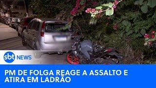 PM de folga reage a assalto e atira em criminoso na Grande São Paulo | #SBTNewsnaTV (29/05/24)