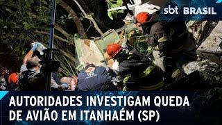 Avião de pequeno porte cai em Itanhaém, no litoral paulista | SBT Brasil (10/03/25)