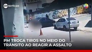 PM reage a assalto e troca tiros no trânsito do Rio; dois ficam feridos | #SBTNotícias