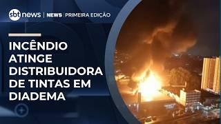 Incêndio de grandes proporções atinge distribuidora de tintas em Diadema | #NewsPrimeiraEdição