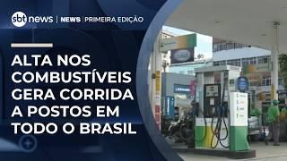 Sem reajuste recente, gasolina sobe e provoca filas em postos | #NewsPrimeiraEdição