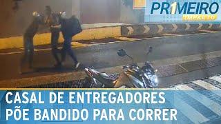 Flagra: Casal de entregadores reage e põe assaltante para correr | Primeiro Impacto (14/03/25)