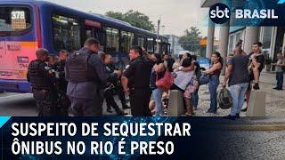 Suspeito de sequestrar ônibus no RJ é preso; passageiro se jogou do coletivo | SBT Brasil (14/03/25)