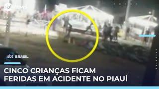 Acidente em brinquedo de parque de diversões deixa cinco crianças feridas | #SBTBrasil 