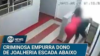 Dono de joalheria é empurrado de escada durante assalto | #SBTNews Manhã (05/02/25)