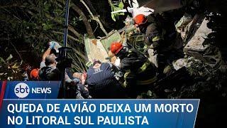 ▶️ SBT News | Queda de avião de pequeno porte deixa um morto no litoral paulista