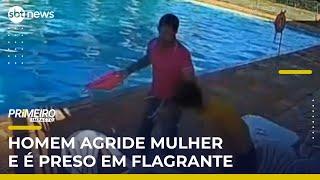 Marido agride mulher com mais de 10 socos em clube de Mato Grosso | #PrimeiroImpacto