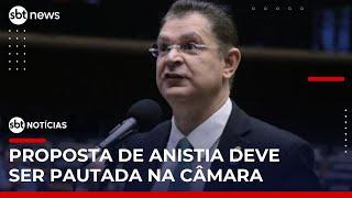 Líder do PL na Câmara diz que Hugo Motta se comprometeu a pautar anistia | #SBTNotícias