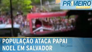 População se irrita com atraso e ataca Papai Noel com pedras e frutas | Primeiro Impacto (12/12/24)