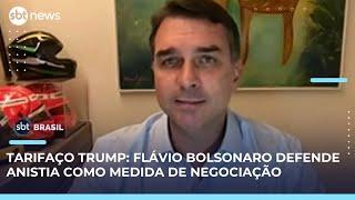 Flávio Bolsonaro diz que negociação de tarifas com EUA dependem de projeto da anistia | #SBTBrasil 