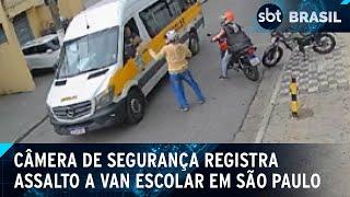 Bandidos assaltam motorista que levava crianças em van escolar | SBT Brasil (31/01/25)