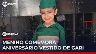 Menino pede para comemorar aniversário com temática de gari | #SBTNoticias