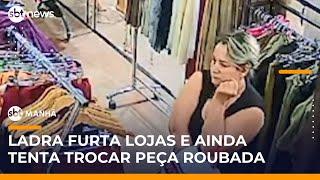 Mulher é flagrada furtando roupas e ainda volta para trocar peça roubada | #SBTManhã