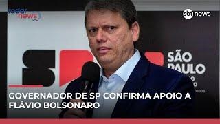 Tarcísio declara apoio a candidatura de Flávio Bolsonaro à presidência