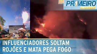 Influenciadores causam incêndio após soltarem rojões na Mata Atlântica | Primeiro Impacto (14/03/25)