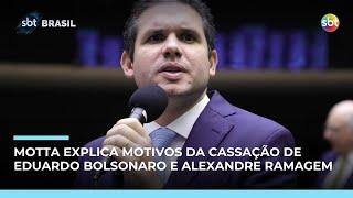 Hugo Motta justifica cassação dos mandatos de Eduardo Bolsonaro e Ramagem