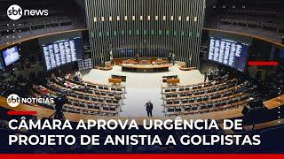 Câmara aprova urgência do PL da anistia sem texto definido | #SBTNotícias