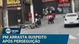 PMs em motos arrastam suspeito contra a calçada em SP | #SBTNews Manhã (06/01/25)