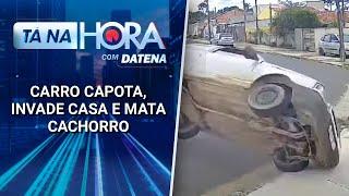 Carro voador: veículo capota, invade casa e mata cachorro | Tá na Hora (25/12/24)