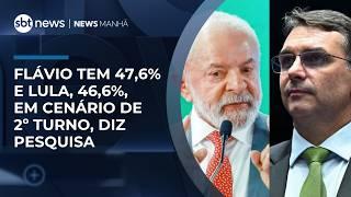 Flávio Bolsonaro tem 47,6% e Lula, 46,6%, em cenário de segundo turno, diz pesquisa | #NewsManhã