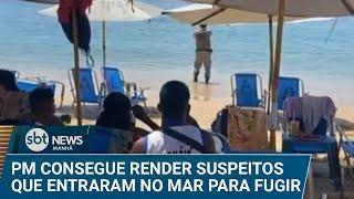 Homens tentam fugir entrando no mar e PM consegue render suspeitos | #SBTNews Manhã (26/12/24)