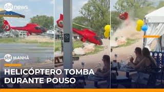 Helicóptero perde controle durante pouso e bate com força no chão | #SBTManhã