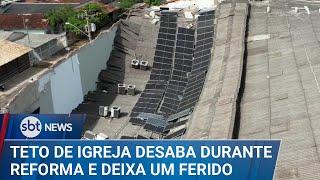 Teto de igreja desaba durante reforma em Goiânia | #SBTNews (20/03/25)