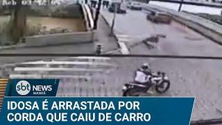 Idosa é arrastada após corda se soltar de caminhonete | #SBTNews Manhã (24/12/24)