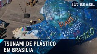 Onda feita de material plástico é usada para conscientização da população | SBT Brasil (25/06/24)