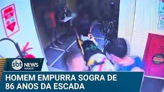 Homem que empurrou sogra de escada vira réu por tentativa de feminicídio | #SBTNews (15/01/25)