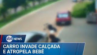 Carro invade calçada e atropela bebê em carrinho de passeio | #SBTNews (28/12/24)