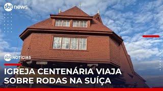 Igreja centenária é transportada sobre rodas para escapar de área de risco na Suécia | #SBTNoticias