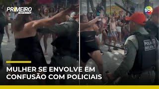 Mulheres agridem policiais, que revidam com cassetetes após show em Recife | #PrimeiroImpacto